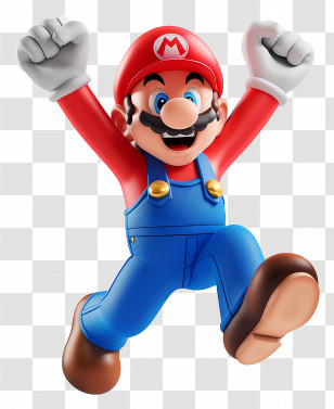 Jumping Mario - Jumping Cartoon Character With Red Hat Transparent PNG