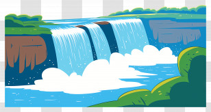 Niagara Falls - Scenic Waterfall Illustration With Lush Surroundings Transparent PNG