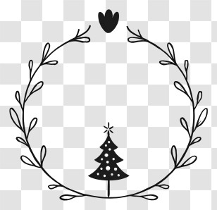 Line Art Wreath - Hand-drawn Wreath Frame Transparent PNG