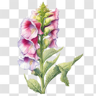 Foxglove Flower - Pink Foxglove Flowers Close-Up Illustration Transparent PNG