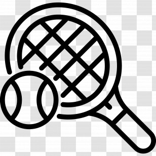 Tennis Racket - Minimalist Tennis Racket And Ball Icon Transparent PNG