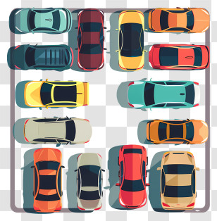 Parking - Colorful Brightly Arranged Parking Lot Illustration Transparent PNG