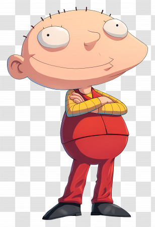 Stewie Griffin - Funny Cartoon Character With Red Outfit Transparent PNG