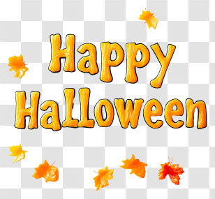 Happy Halloween Text - Happy Halloween Text With Leaves Transparent PNG
