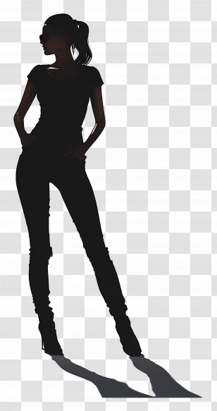 Standing Woman Silhouette - Stylish Woman Silhouette Illustration Transparent PNG