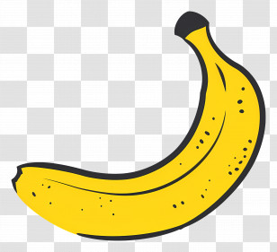 Banana - Cartoon Style Yellow Banana Transparent PNG