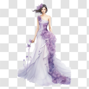 Wedding Dress - Purple Floral Wedding Gown Design Transparent PNG