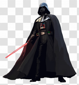 Darth Vader - Dark Cloaked Character With Red Lightsaber Transparent PNG