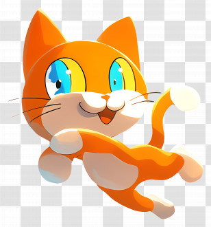 Scratch Cat - Jumping Orange Cartoon Cat Transparent PNG