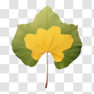 Ginkgo Leaf - Yellow And Green Leaf With Artistic Design Transparent PNG