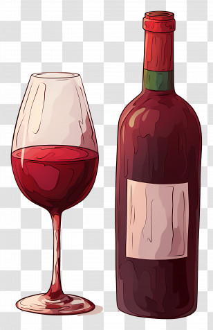 Wine Glass - Red Wine Bottle And Glass Transparent PNG