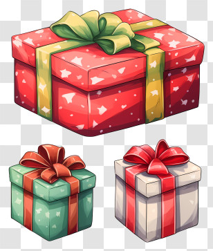 Gift Boxes - Colorful Holiday Gift Boxes With Decorative Bows Transparent PNG