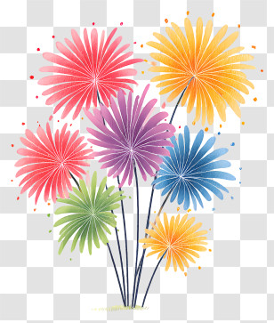 New Year Fireworks - Colorful Fireworks Display Transparent PNG