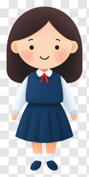 Cartoon Girl In School Uniform - Girl In Blue School Uniform Transparent PNG