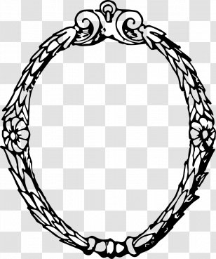 Picture Frame Laurel Wreath Clip Art - Monochrome - Round Vintage Vector Transparent PNG