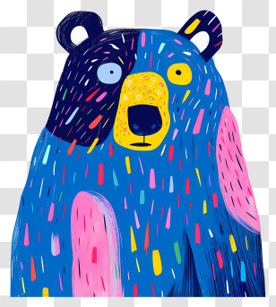 Blue Bear - Colorful Bear Illustration In Artistic Style Transparent PNG