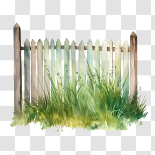 Fence - Wooden Fence With Grass Transparent PNG