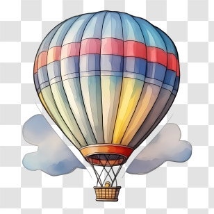 Hot Air Balloon - Pastel Watercolor Style Hot Air Balloon Design Transparent PNG