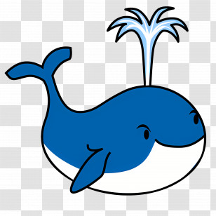 Blue Cartoon Whale - Cute Blue Cartoon Whale Illustration Transparent PNG