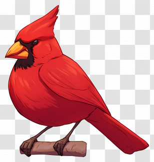 Cardinal - Bright Red Cardinal Bird Illustration Transparent PNG