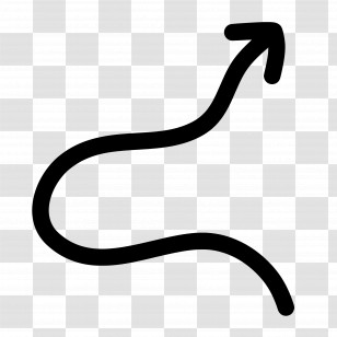 Doodle Arrow - Black Arrow With Curved Path For Navigation Transparent PNG