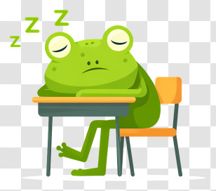 Sleeping Frog On School Desk - Green Frog Sleeping At Desk Transparent PNG