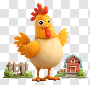 Chicken In The Farm - Cartoon Chicken On Farm Transparent PNG