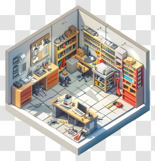 Workshop - Organized Workshop With Tools And Shelves Transparent PNG