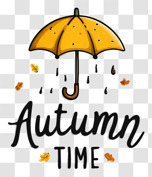 Minimalist Autumn Time Logo - Yellow Umbrella Autumn Time Transparent PNG