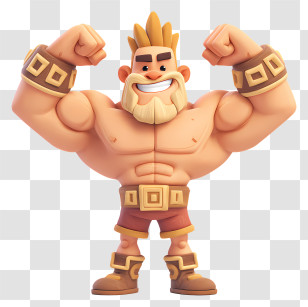 Mascot Flexing Muscles - Cartoon Strong Man Flexing Muscles Transparent PNG