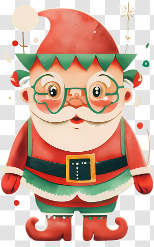 Cartoon Santa Claus - Cute Santa Claus Illustration With Glasses Transparent PNG
