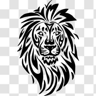 Lion Logo - Powerful Tribal Lion Art Design Transparent PNG
