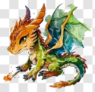 Dragon - Cute Cartoon Dragon Illustration Transparent PNG