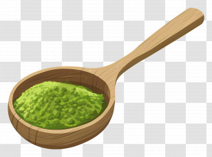 Matcha Powder - Green Powder In Wooden Spoon Transparent PNG