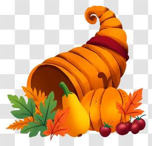 Thanksgiving Cornucopia - Cornucopia With Autumn Harvest Transparent PNG