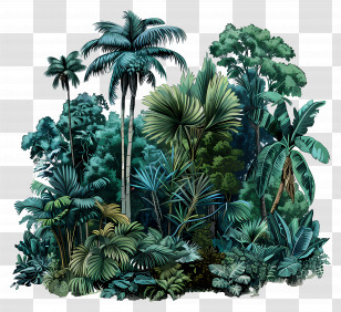 Forest Jungle - Dense Lush Green Tropical Forest Illustration Transparent PNG