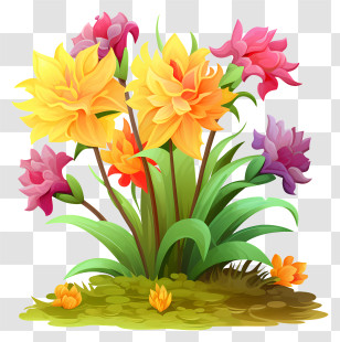 Colorful Flowers - Beautiful Colorful Flowers In Bloom Transparent PNG