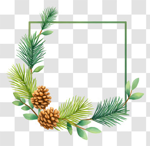 Pine Pinecone Frame - Pinecone Square Holiday Frame Transparent PNG