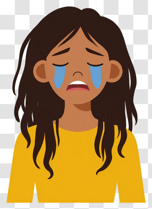 Upset Girl With Dropping Tears - Crying Girl With Tears Transparent PNG