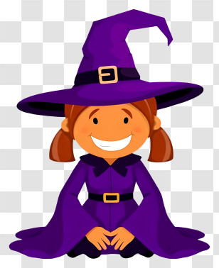 Halloween Witch - Girl In Purple Witch Costume Transparent PNG