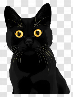 Black Cat - Black Cat With Yellow Eyes Transparent PNG