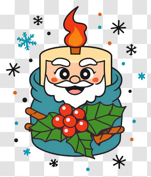 Christmas Candle - Cheerful Christmas Candle Character Transparent PNG