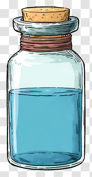Antique Glass Jar - Glass Bottle With Blue Liquid Transparent PNG