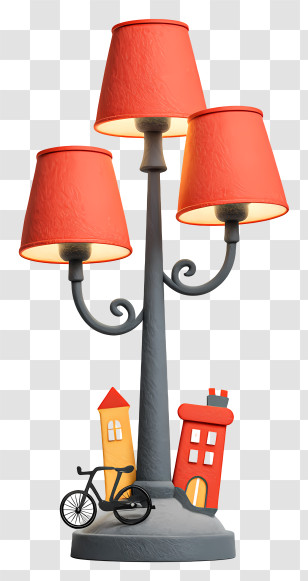 Table Lamp - Decorative Street Lamp With Miniature Houses Transparent PNG