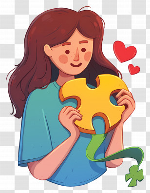 Woman Holding Puzzle Piece - Girl Holding Puzzle Piece With Heart Transparent PNG