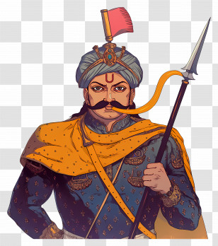 Maharana Pratap - Historic Warrior In Royal Attire With Spear Transparent PNG