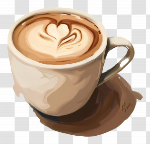 Latte - Cup Of Cappuccino With Latte Art Transparent PNG
