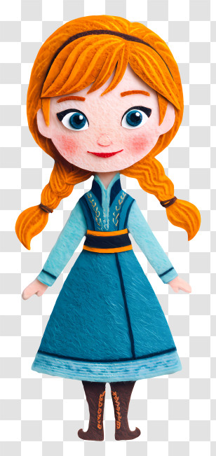 Frozen Anna - Red-haired Cartoon Girl In Blue Dress Transparent PNG