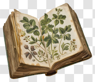 Open Book - Vintage Botanical Book With Plant Illustrations Transparent PNG