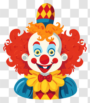 Clown - Colorful Clown Illustration With Red Hair Transparent PNG